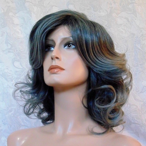 Medium Length, Thick Wavy Black Grey Heat Safe Wig main image 6